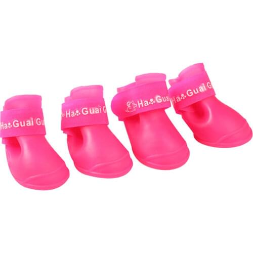 4pcs/lot S/M/L/XL Pet Dog Rain Shoes for Dogs Booties Rubber Portable Anti Slip Waterproof Pet Dog Cat Rain Shoes