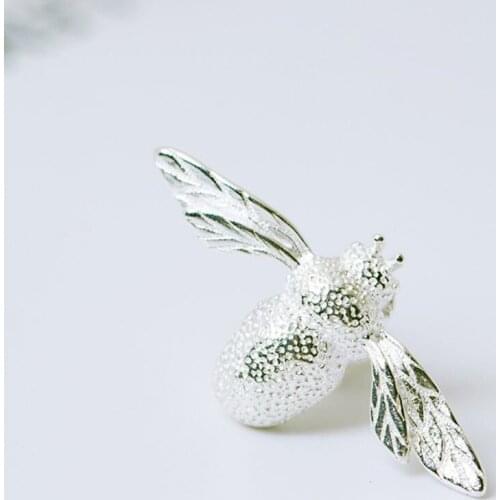 925 Sterling Silver Simple Bee Brooch Jewelry A2347