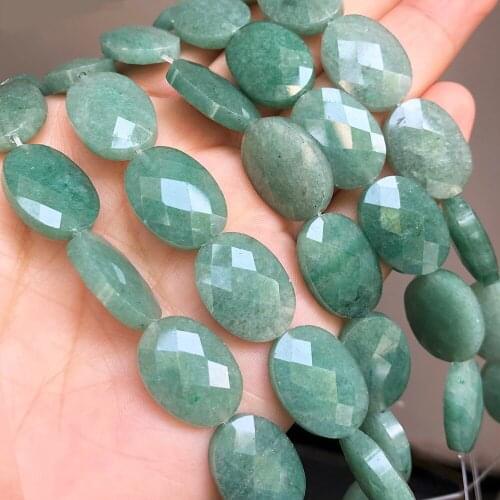 13*18mm Natural Oval Green Aventurine Jades Stone Beads Faceted Loose Spacer Beads For Jewelry Making DIY Bracelets Accessories