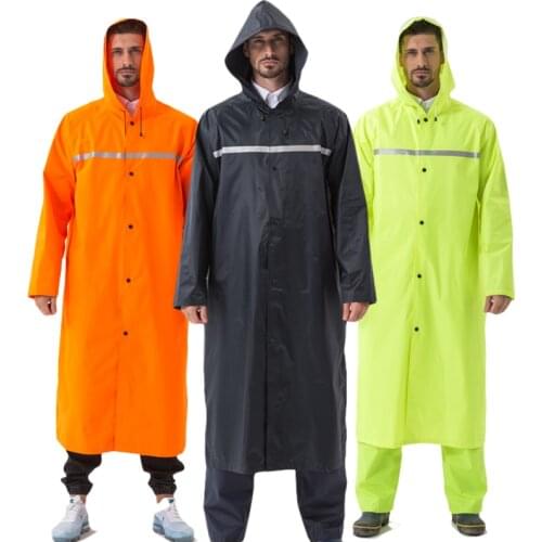 Working Raincoat Long Men or Women Rain Jacket Outdoor Hiking Rainproof Security Raincoat Long Waterproof Zipper Coat