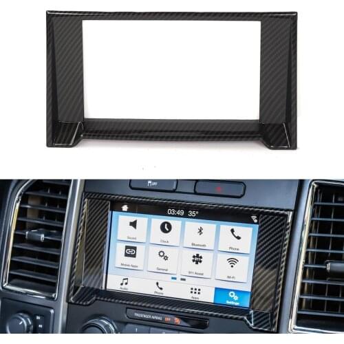 For Ford F150 2015 Up Car GPS Navigation Frame Trim ABS Car Styling Stickers Carbon Fiber Style