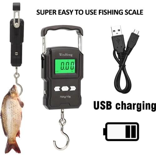 7KG 10g USB Charging Electronic Fishing Scale Digital Scale with 1M Tape Measure Hanging Hook Fishing Travel Luggage Weight Scal