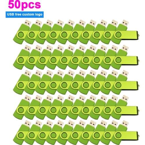 50pcs/lot Pendrive Flash Drive Pen Drive Memory Stick Custom Logo Metal USB 2.0 Real Capacity 64GB 32GB 8GB 16GB 4GB for Gift