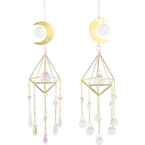 Wind Chime Crystal Sun Light Moon Ball Pointed Bead Flower Jewelry Pendant Chandelier Prism Pendant Rainbow Home Garden Decor