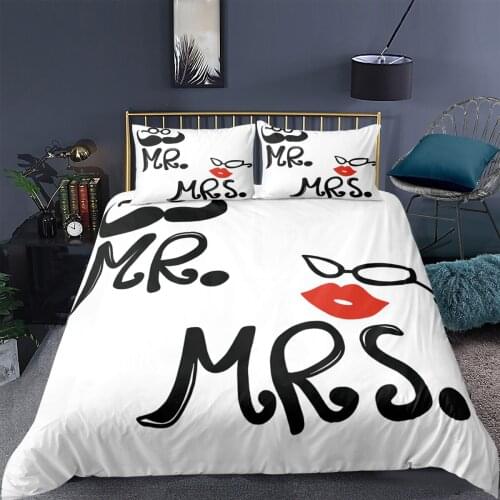 3D Black White Duvet Cover Pillowcase Adult Child Soft Quilt Cover Golden Text Printed Bedding Set 2/3 Pcs Single Queen King
