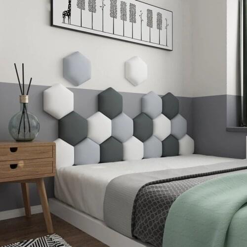 Hexagonal Soft Pack Wall Surround Self-adhesive Headboard Soft Pack Background Wall Bedroom Living Room Nordic Decorative 1pcs