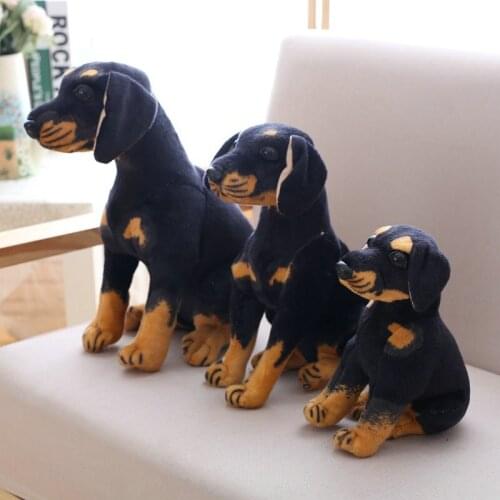 Cartoon Simulation Black Dog Plush Toy Plush Stuffed Animal Dog Lifelike Puppy Dog Children Gift at Home Decoration 30/38/45cm