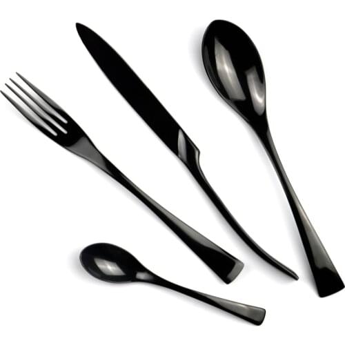 4 Pcs/Set Black Cutlery Set Stainless Steel Dinnerware Western Tableware Sets Fork Steak Knife Scoops TeaSpoon Dinnerware Set
