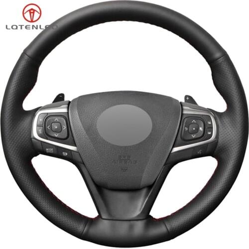 LQTENLEO Black Genuine Leather DIY Car Steering Wheel Cover for Toyota Camry 2015 - 2017 Avalon 2013 - 2018 Avensis 2015 - 2018