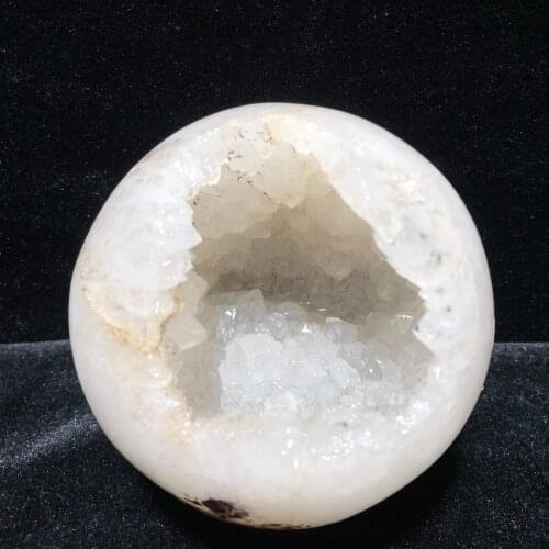 Natural Agate Clear Druzy Hand-Polished Mineral Sphere Healing Reiki Home Decoration Stone Handicraft Decoration Sphere