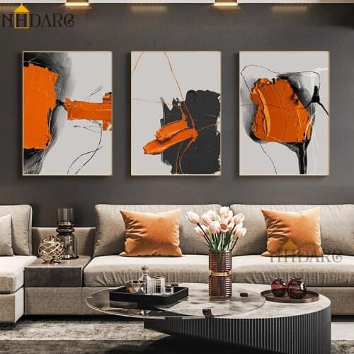 NHDARC Orange Paint Feels Abstract Poster Painting Canvas Art Print Nordic Wall Picture Modern Home Room Decoration