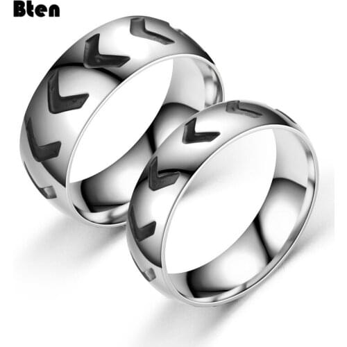 Bten European And American New Carving Oil Retro Ring Creative Arrow Drop Oil Ring Couple Ring