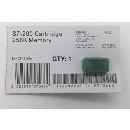 New 6ES7291-8GH23-0XA0 Cartridge 256K Memory for Siemens S7-200 CPU 22X