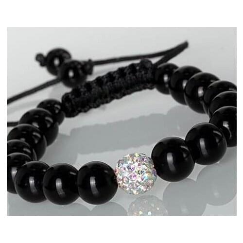 Dt34le 10mm Hot disco Ball Beads Bangles black resin pearl FRDG Bracelet jewelry Christmas Gift crystal