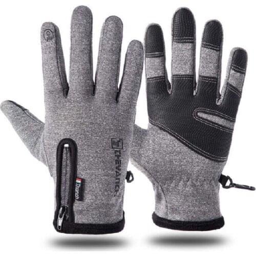 Motorcycle Touch Screen Gloves Outdoor Sports Windproof Waterproof Warm Gloves Ski Gloves Zipper Riding Full Finger Gloves