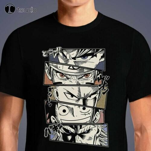 Anime Legends Luffy All Might One Punch Man Funny Black T-Shirt S-3Xl