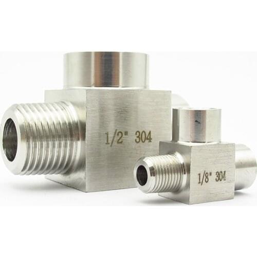 1/8" 1/4" 3/8" 1/2" BSP Female x Female x Male Thread 304 Stainless Steel Tee Type 3 Way High Pressure Resistant Pipe Fitting