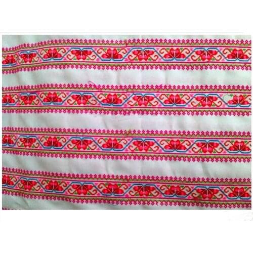 Miao hmong embroidery crochet fabric lace trim 6cm dress collar ribbon tape webbing ethnic tribal thai india boho DIY accessory