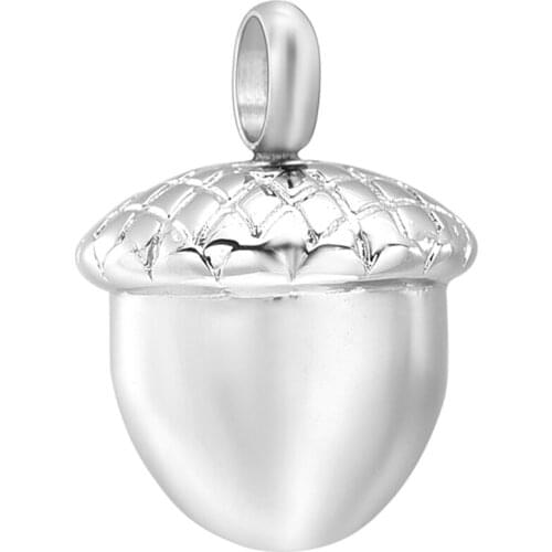 Urn Jewelry Mini Filbert Cremation Urn Necklace Stainless Steel Ashes Holder Keepsake Memorial Pendant