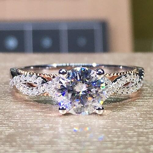 18K White Rose Gold Women Wedding Party Engagement Ring 1 2 3 4 5 Ct Round Moissanite Diamond Ring Vintage Intricately Cross