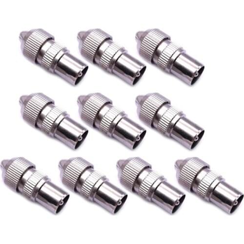 10 Pcs Metal Antenna Plug TV Aerial Connector Adapter Female Plug RF Coaxial Cable Socket Bamboo Head Female Plug