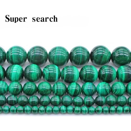 100%natural Jewelry authenticity Green streaked Malachite Loose Beads 4 -12mm DIY bracelet necklace Accessories
