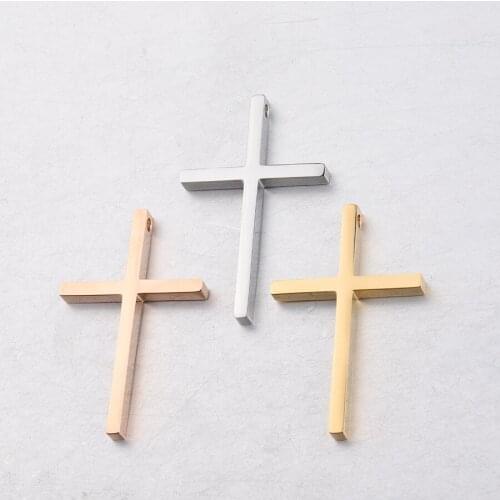 100% Stainless Steel Cross Charm Pendant For Jewelry Making Silver Color/Golden/Rose Golden Mirror Polished Wholesale 10pcs