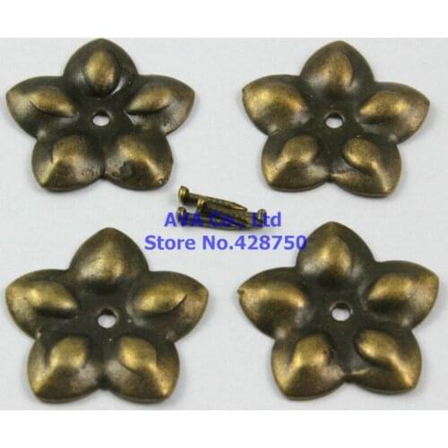 100 Pieces 22mm Antique Brass Upholstery Tacks Nails Flower Nail Pads
