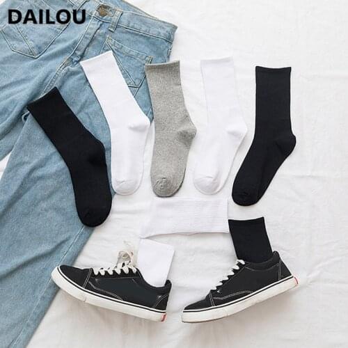 3 Pairs/Lot Solid Color Socks Men Women Ins Street Trend Black White Long Socks Fashion Sports Cotton Socks New Year Socks 2021