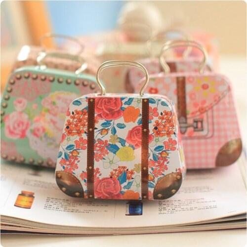 6.5*5.5cm Mini Handbag Shape Candy Wedding Tin Box Ear Wire Gift Storage Boxes 2pcs/lot