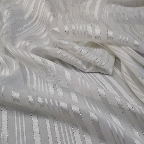 Metallic shiny chiffon silky strips pearly fabric dropping soft breathable DIY dress blouse fabric