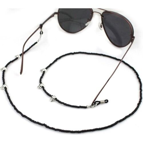 Black Small Acrylic Beads Skull Beaded Chain Eyeglasses Chains Glasses Rope Holder Sunglasses Strap Cord Neck Band Accessories