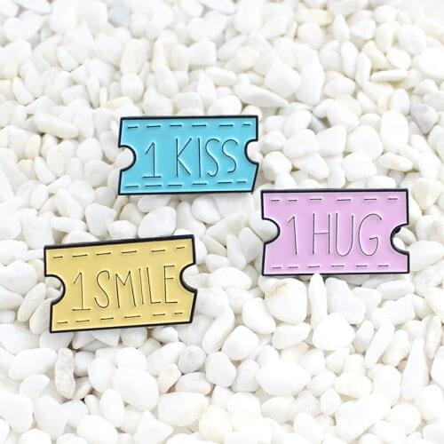 Color coupon family stamp smile hug kiss letters Enamel brooch Celebration day waste Valentines Day present badge