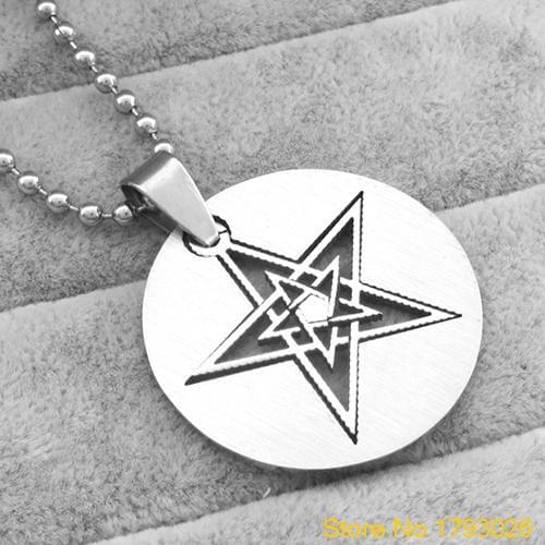 Brave Mens Stainless Steel Two-ply Pentagram Pendant Beads Chain Necklace 4T9L