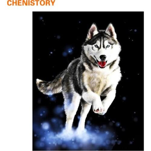 No Frame Running Wolf DIY Painting By Numbers Kits Acrylic Painting On Canvas Wall Art Picture Home Wall Decor Artwork 40x50cm