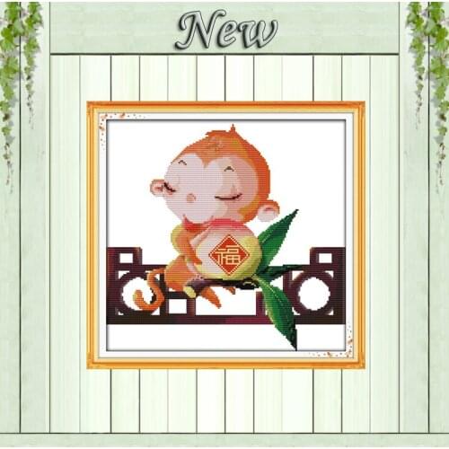 Monkeys bring blessing decor painting counted print on canvas DMC 14CT 11CT chinese Cross Stitch Needlework Sets Embroidery kits