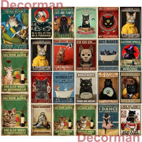 [ Kelly66 ] Pet Cats Remember To Wipe I Do What Want Vintage Irregular Wall Art Decor Retro Iron Painting Sign DL-102 20X30 CM