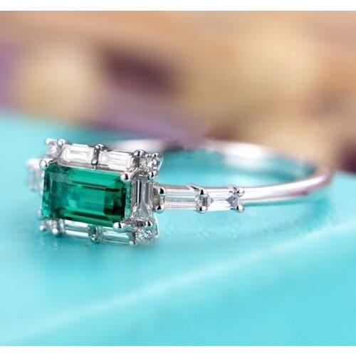 1.5 Carats Green Diamond Fashion 925 Pure Silver Engagement Wedding Anniversary Ring Size 6-10