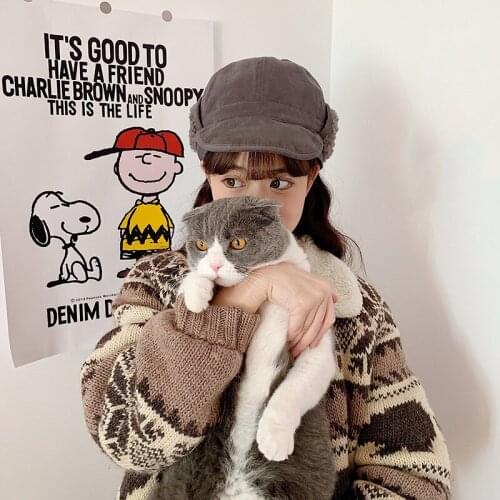 Korean version solid lamb hair hat children autumn and winter thickened warm Lei Feng hat lovely windproof Free Shipping