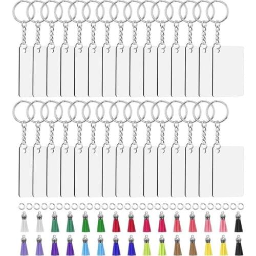 L5YD Hardboard Keychains Blank Keychains with Key Rings Jump Rings and Tassels