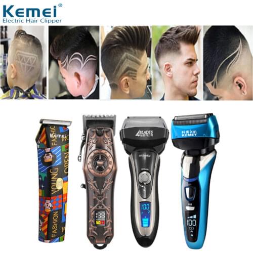 Kemei Cordless Hair Clipper Electric Razor Fashion Hair Trimmer Beard Hair Mens Trimmer Styling Tool Haircut Machine Set 38D
