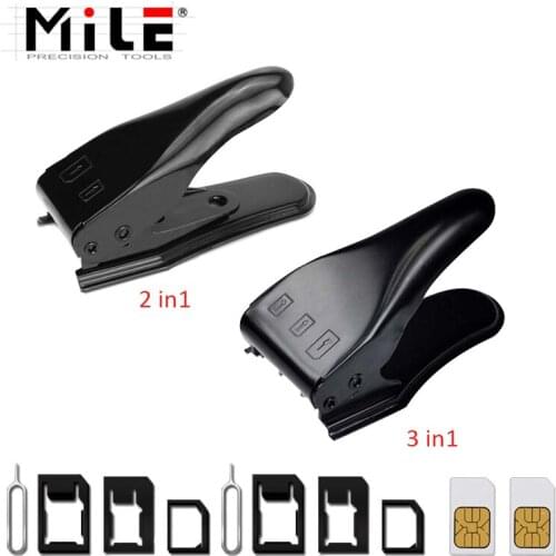 Mile 2 in1 / 3 in1 Micro SIM to Nano Mano Sim Card Cutter For iPhone X 8 7 6 6S Plus 5S 5 5C SE / Samsung & Eject Pin Key
