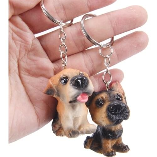 1PC Lovely 3D Resin Animal Pet Dogs Key Ring Keychains Gift For Woman Jewelry Dog Key Chain