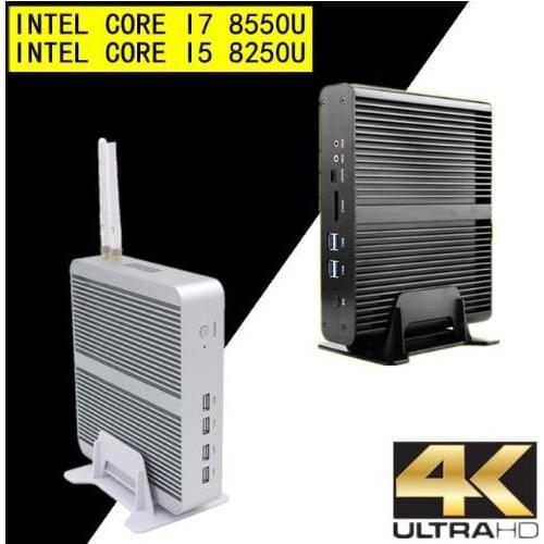 Eglobal 8th Gen DDR4 Mini PC Intel Core i7 8550U Quad Core 4.0GHz 8MB Cache Fanless Mini Nuc Computer HDMI DP Max to 32GB Ram