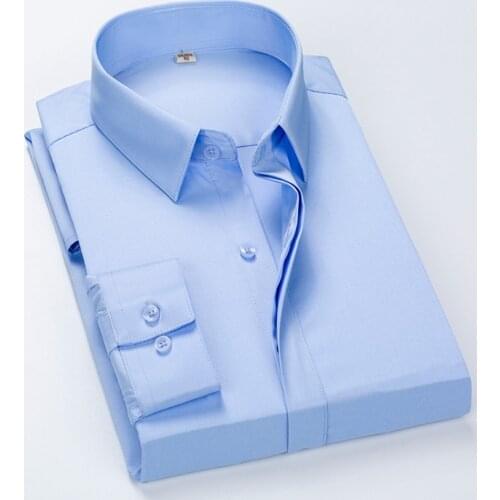 Mens Shirts 2021 New Fashion Casual Mens Square Collar Plain Single-breasted Business Casual Slim Long Sleeve Mens Shirt