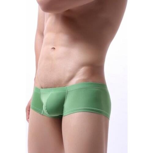 Mens Underwear Nylon Knitting Elastic Comfortable Ice Silk Hip Lifting U-pouch Bag Push Up Body Shaping Boxers