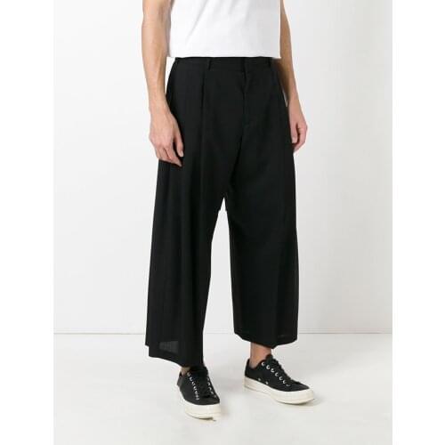New Mens Clothing Fashion stylist GD fold of slacks and broad-leg trousers plus size singer costumes