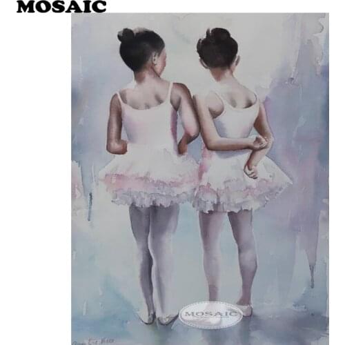 Newest 5D Diamond embroidery ballet sister diamond cross stitch Square diamond painting,diy mosaic portrait,home Decoration