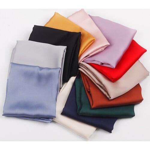 70*70cm Solid Silk Handkerchief Small Hair Scarf For Women Cute Plain Bag Scarfs Female Green Black Pink Neck Scarves For Ladies