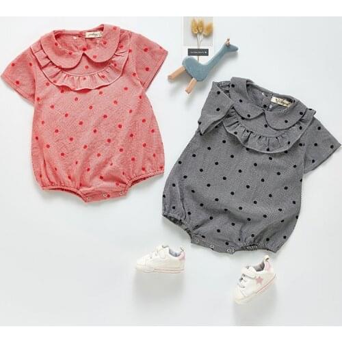 Casual Baby Girl Short Sleeve Dot Rompers Newborn New 2021 Summer Kids Infant Baby Girl Clothes Jumpsuits
